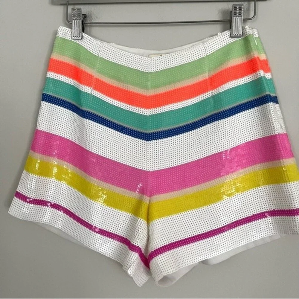 Kate Spade Cape Stripe Sequin Shorts, Multicolor, Size 0 NWOT